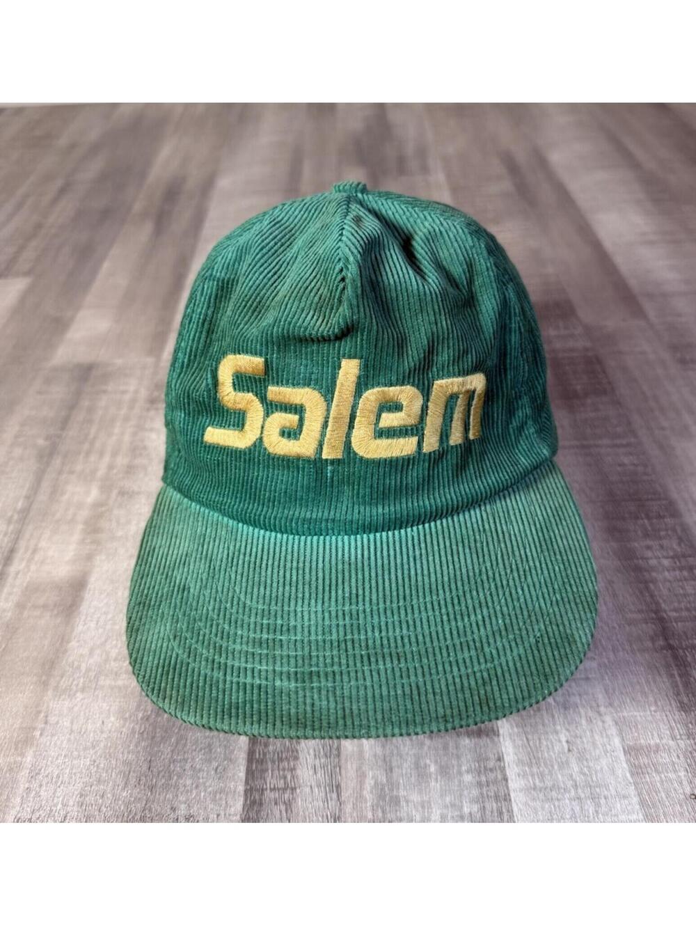 Salem Cigarettes Green Corduroy Snapback Hat Cap 80s 90s Gold Label Vintage